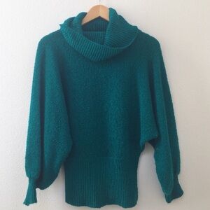 Vintage Chunky Boucle Turquoise Turtleneck Sweater